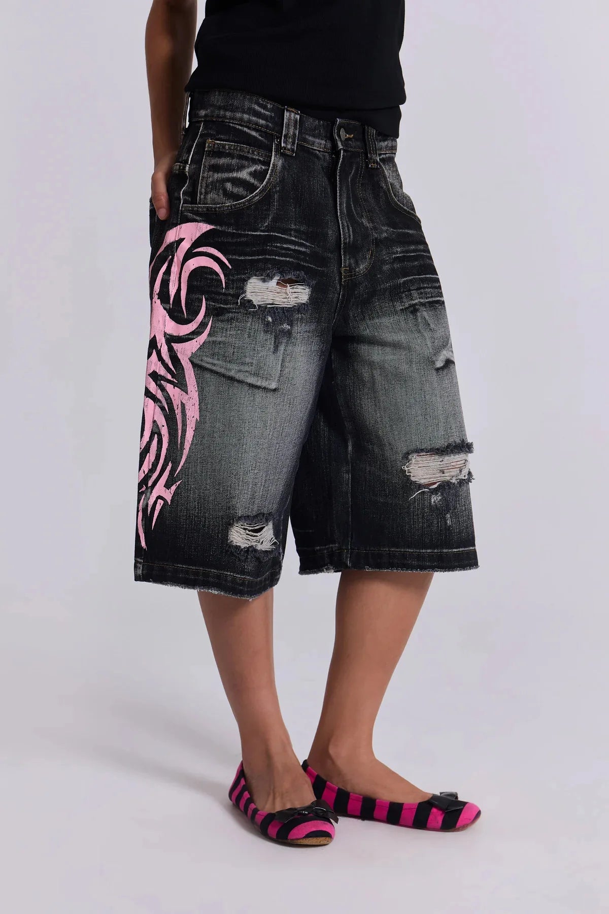 Denim Pant Women Jeans Wide Leg Long Pants Hole High Waist Straight Trousers Y2k Streetwear Print Mom Jeans Casual Loose 2025 Aviola