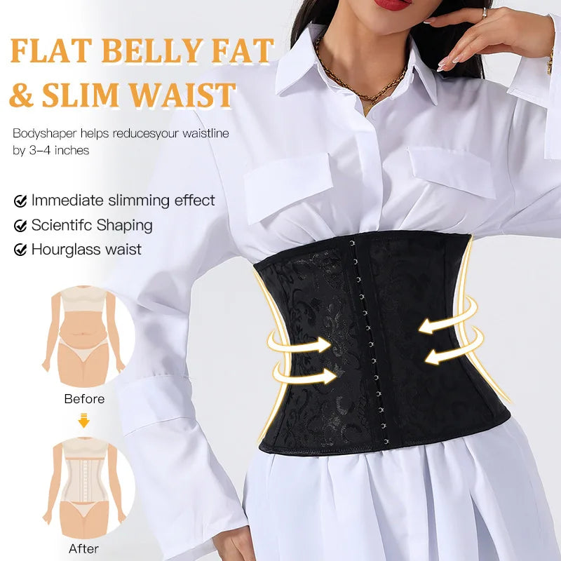 European Style Corset Shapewear Women with 3-Row Buckles Waist Trainer Bodice Slimming Bust Lifter Tight Fit Fashion Shaping Top Aviola