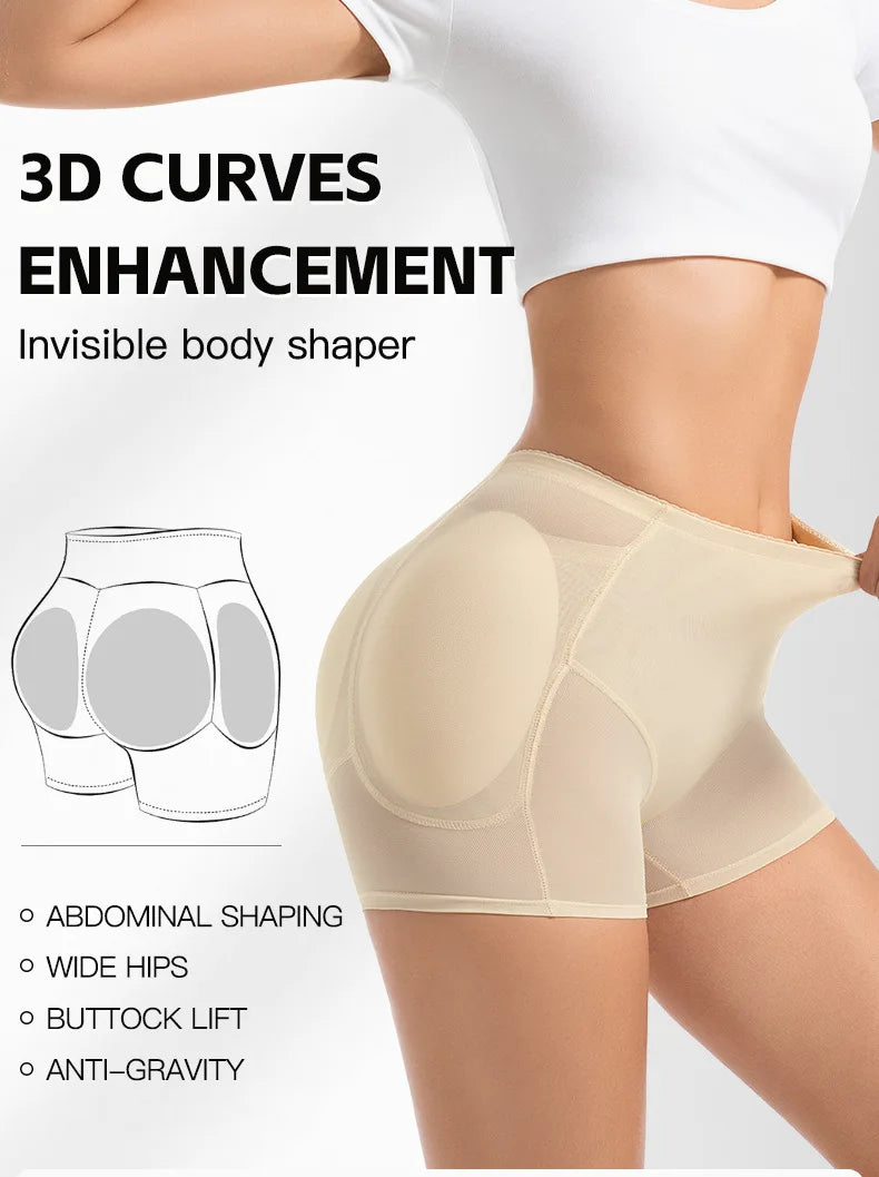 Women 4-Pad Butt Lifter Panties High Waist Tummy Control Shapewear Hip Enhancer Mesh Briefs Belly Slimming Body Shaper Shorts Aviola