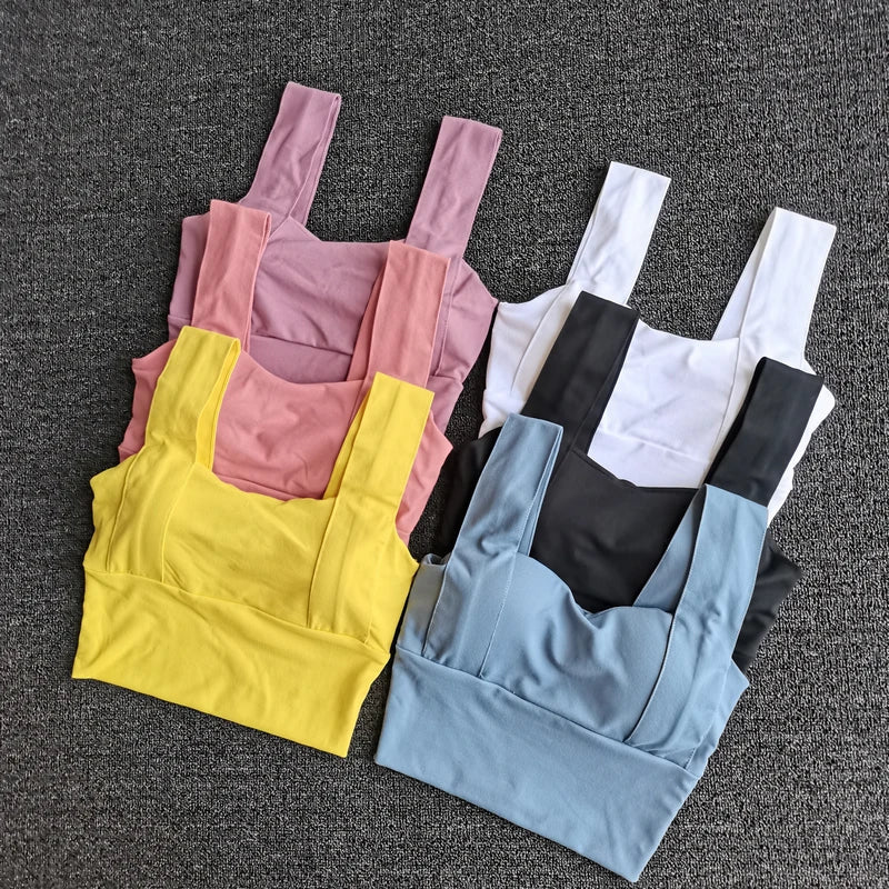 Women Sexy Crop Tops Yoga Bra Female Streetwear Sleeveless Camis Seamless Sport Lingerie Tee Fitness Bra Tanks Workout Bras Aviola