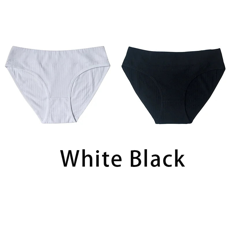 2PCS/Set Women Plus Size Seamless Cotton Panties Daily Underwear Sexy Female Rib Underpants Girls Comfort Briefs Lingerie 835 Aviola
