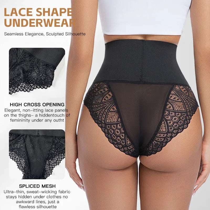 Women's Lace Tummy Control Panties High Waist Slimming Shaper Briefs Sexy Body Shapewear with Butt Lifting and Hourglass Fit Aviola
