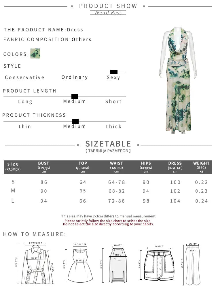 nibber Backless Halter 2Peice Set Woman Print Summer Swinging-Collar Bandage Tank Tops+Mesh Ruffles Tie-Dye Skirt Matching Suit Aviola