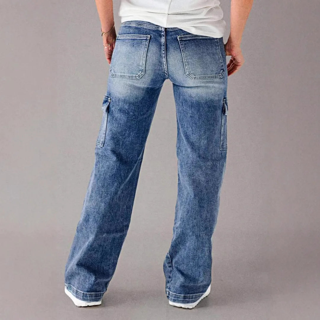 Denim Cargo Pant Women Jeans Long Pants Casual Loose High Waist Straight Trousers Y2k Streetwear Elegant Punk Mom Work 2025 Aviola