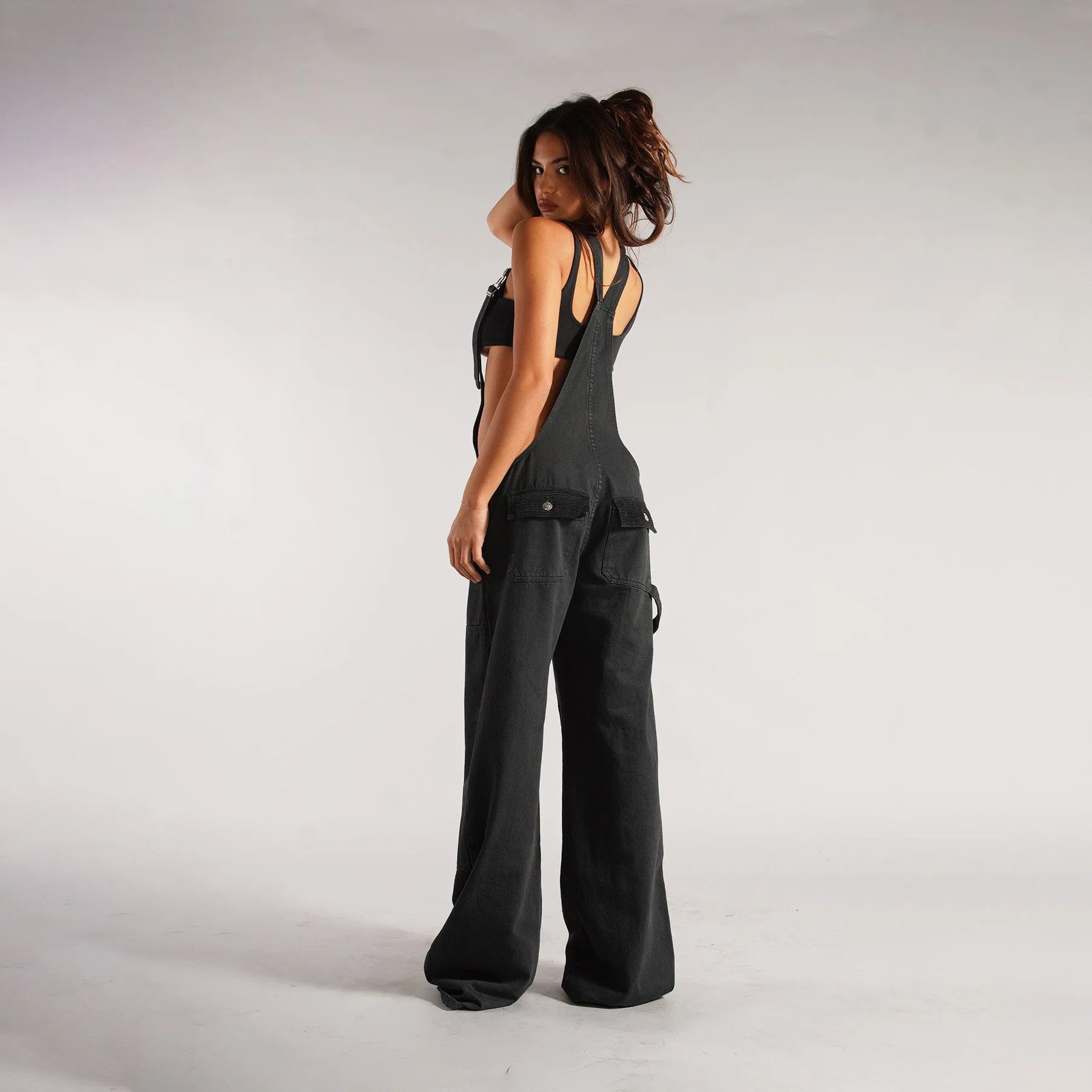 Jumpsuits Women Jeans Overalls Sexy Backless Vintage Full Length Denim Straight Pants Loose Pockets Distressed Washed Casual Aviola