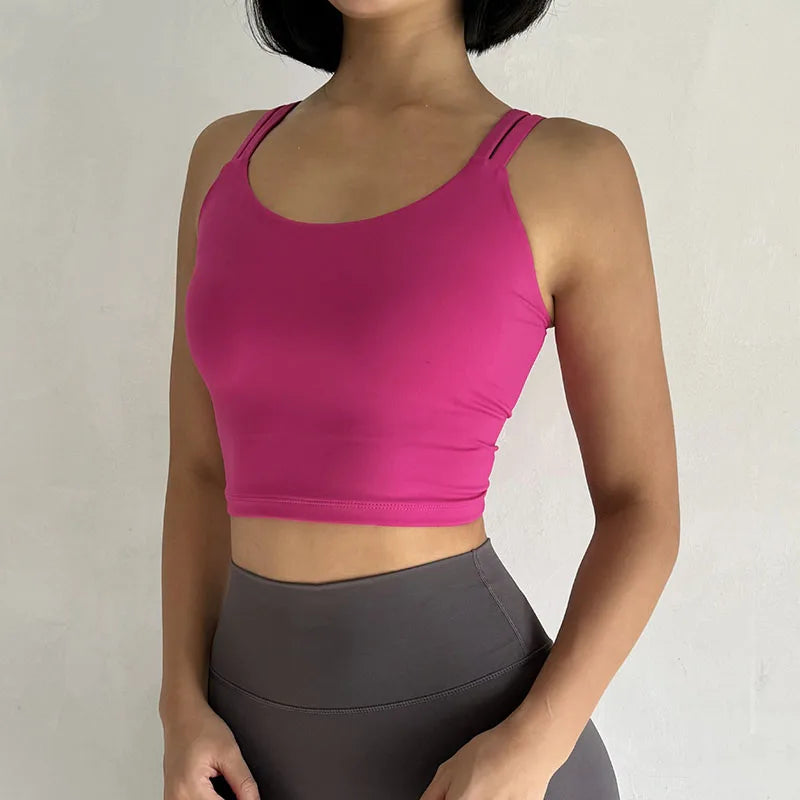 Women's Sports Bras Fitness Top, Sexy Lingerie, Push Up Fixed Pad, Yoga Bra, Back knotted Underwear, Running Vest, Gym Tops Aviola