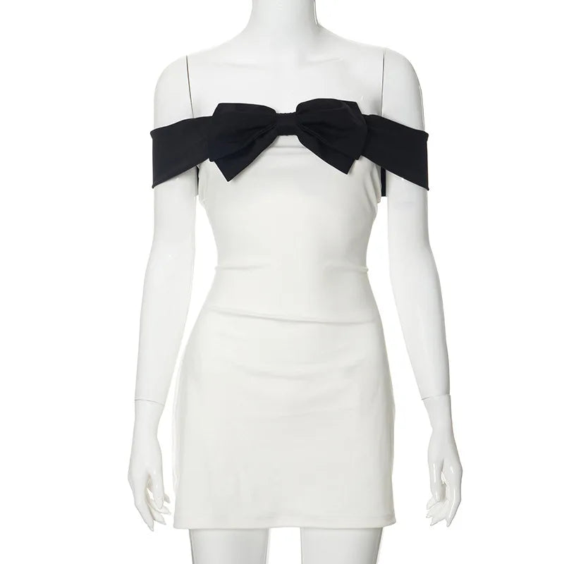 European and American women's Y2K new sexy high-end wrapped chest and buttocks skirt, one shoulder bow tie dress Aviola