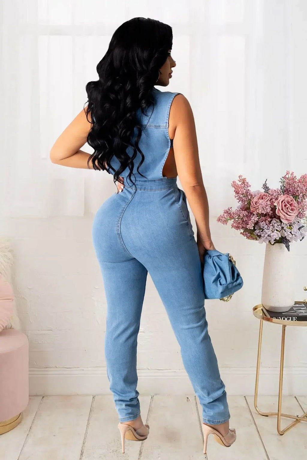 Hollow Denim Ankle Length Pants Women Overalls Spliced Washed Pencil Jeans Vintage Skinny Jean One Piece Button Sexy 2025 Aviola