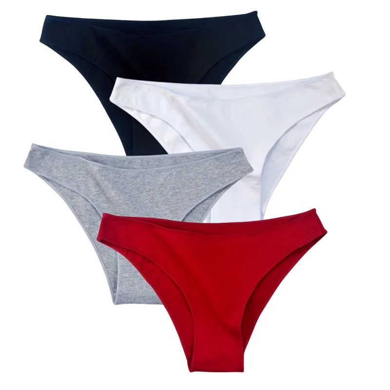 4Pcs/Set Cotton Panties Low Rise Briefs Solid Color Women Seamless Underwear Breathable Underpants Lingerie Comfy Intimate Aviola