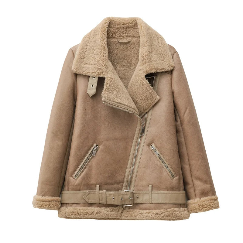 RARF 2024 new European and American women's fur one long sleeve standing collar double-sided jacket fur one thick warm coat Aviola