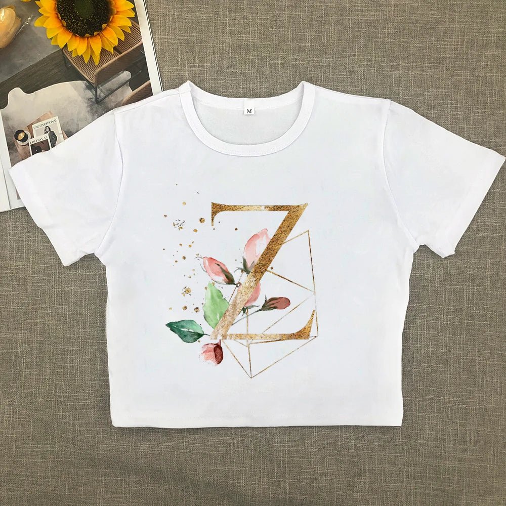 2024 Europe and the United States new printed art letter short sleeve women with street women T-shirt Y2K Aviola