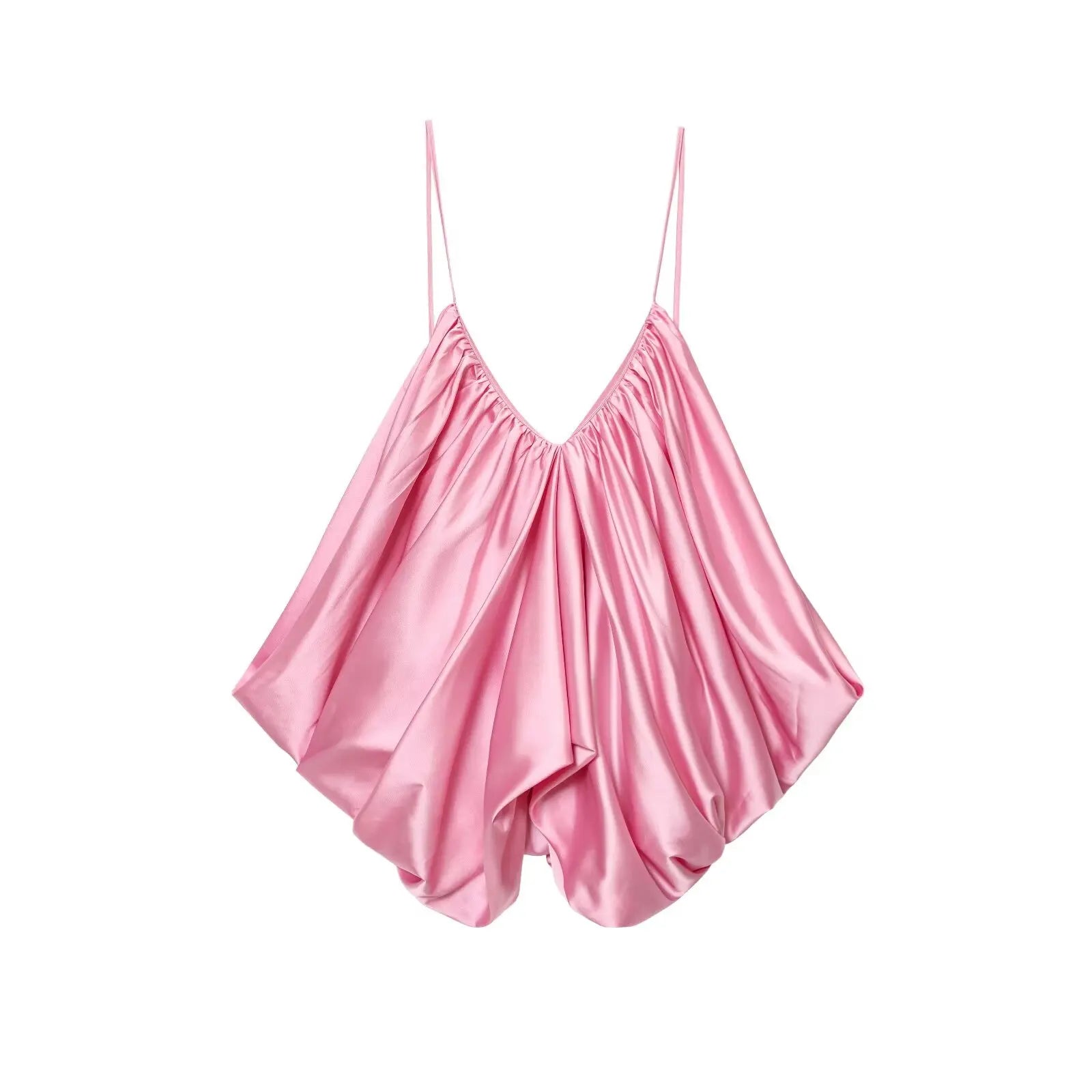 UNIZERA satin texture pleated top camisole casual 2025 summer new products women's clothing temperament sexy top Aviola