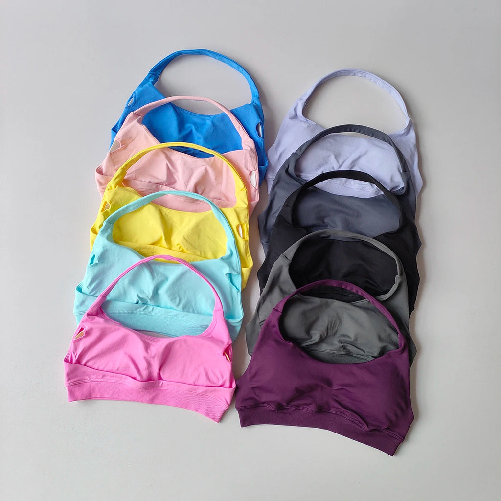 Women's Sexy Hanging Neck Sports Bra Quick Dry Fitness Beauty Back Training Running Sports Bra Comfortable Support Yoga Bras Aviola