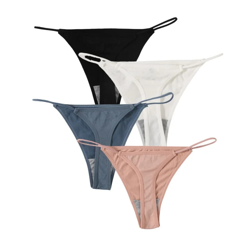 4Pcs/Set Women G-String Seamless Panties Underwear Sexy Lingerie Low Rise Thongs Female G-String High Cut Pantys Aviola