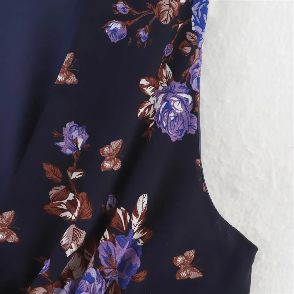 BM&MD&ZA2025multi-layer printed V-neck sleeveless layered decorative floral dress new summer women's clothing Aviola