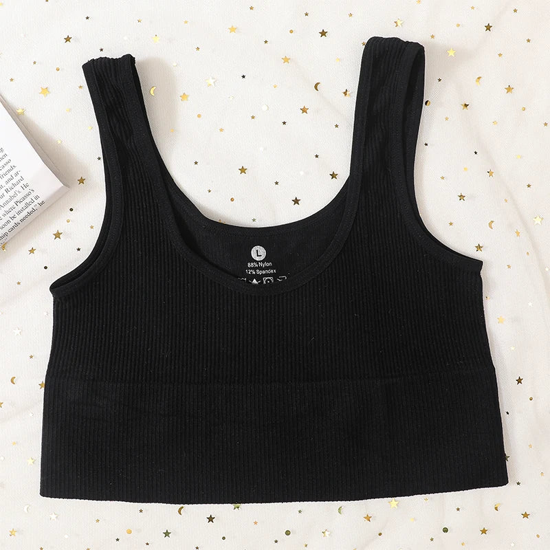 Seamless Bras For Women Streetwear Rib Sports Tank Top Sexy Lingerie No Pads Crop Top Female Fitness Underwear Aviola