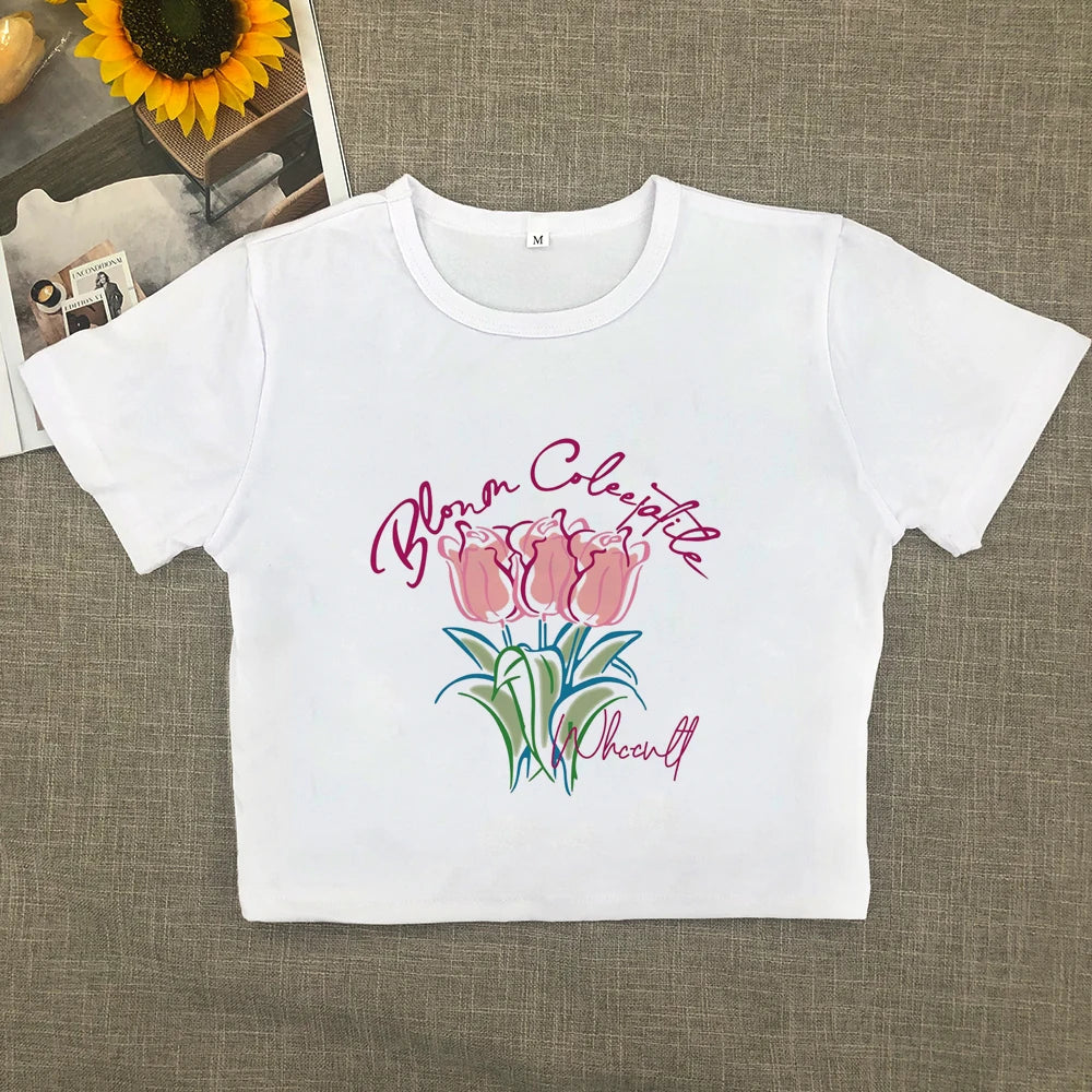 Explosive Spice Girl style short T-shirt Women 2024 summer new loose crew neck short sleeve T-shirt student top cotton T-shirt Aviola