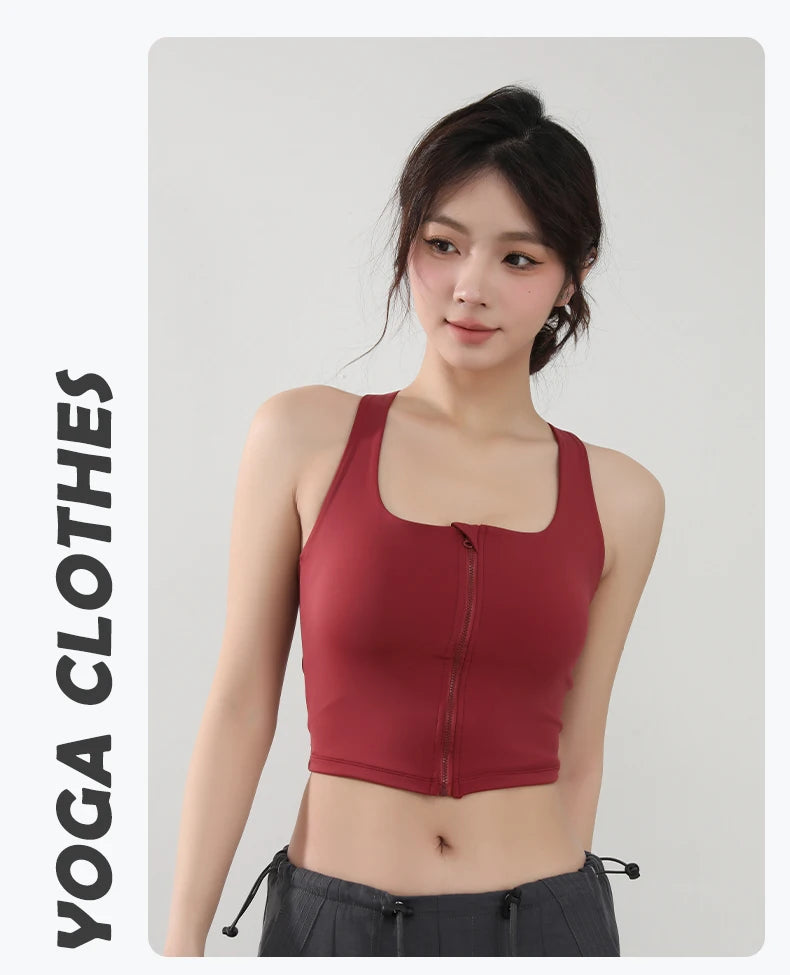 Women Fitness Underwear Yoga Bras cross Back Beauty Sports Bras Front Zippe Top Bra Sexy Breathable Underwear For Women Gym Top Aviola