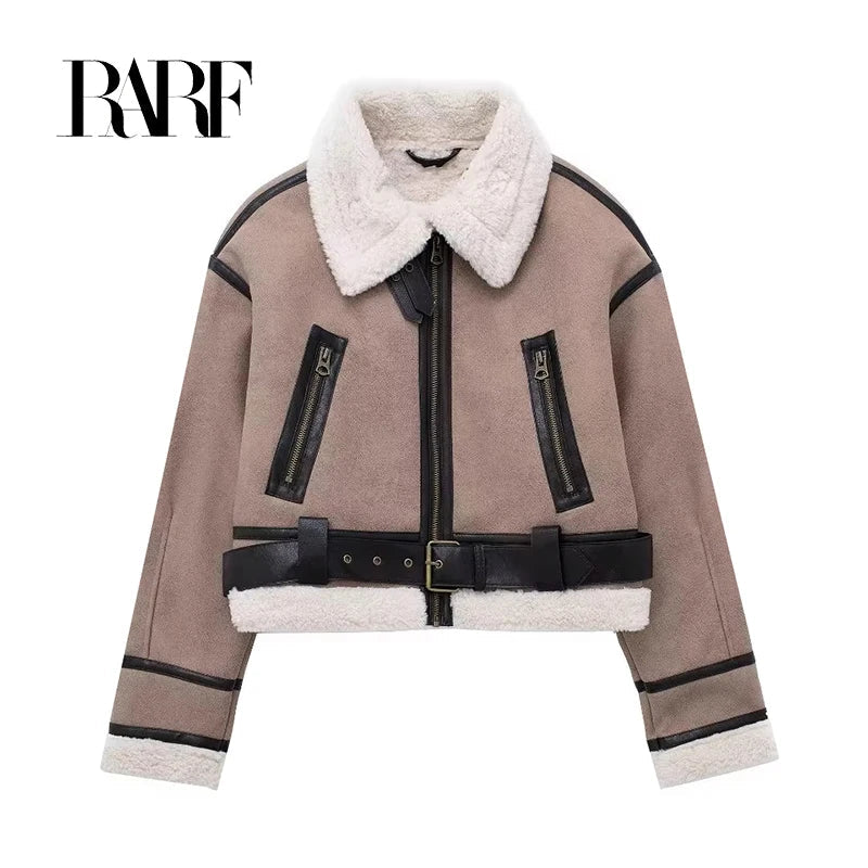 RARF 2024 new European and American style women's new fashion stand collar double-sided short jacket coat ladies Aviola