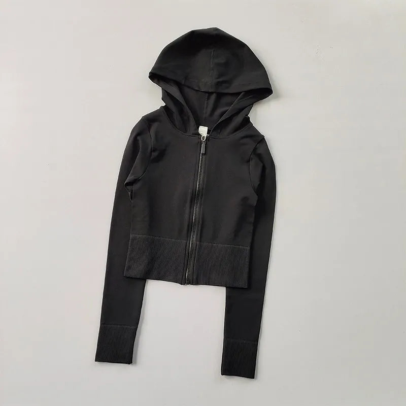 2022 Women Hoodie Sports Jacket Long Sleeve Yoga Shirt Winter Gym Top Running Coats Zipper Jacket  Fitness Clothing Top Aviola