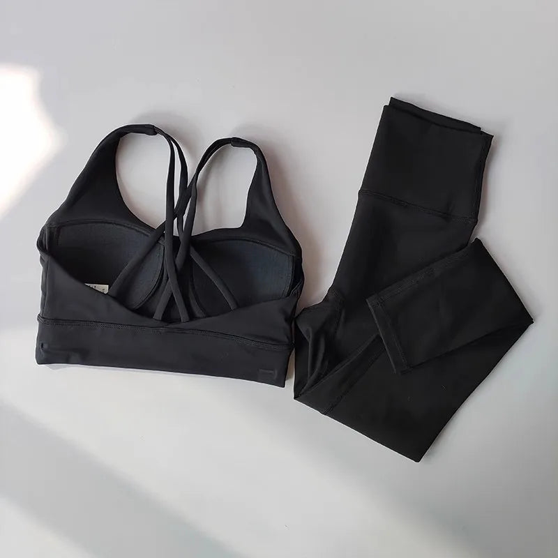 2pcs Women Seamless Yoga Set Sport Suit Gymwear Workout Clothes Gym Crop Top High Waist Legging Fitness Bra Set Sports Suits Aviola