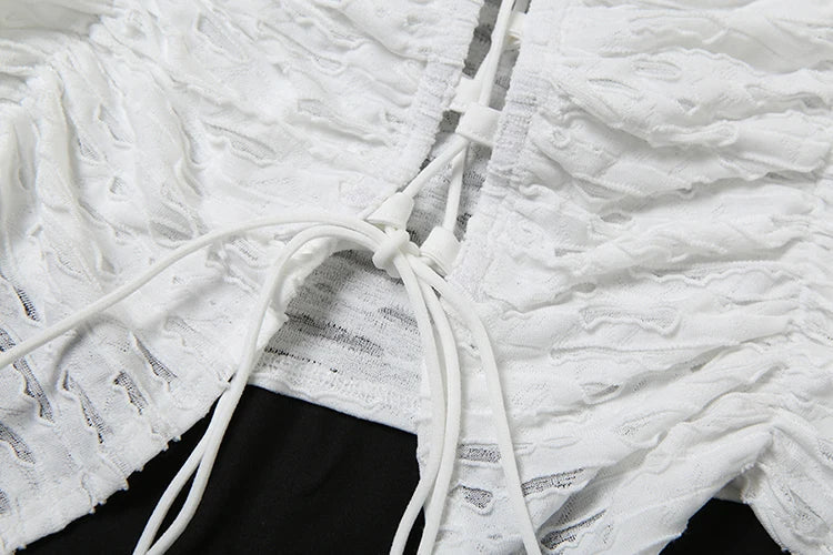 Nibber Sexy Placket Women Waistcoat Lace-Up Multi-Folded One Shoulder Solid Irregular Hem Simple Versatile Summer New Trend Tops Aviola