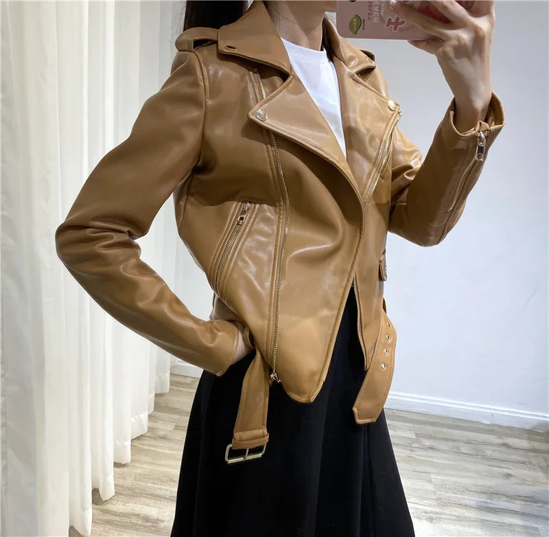 RARF Spring and Autumn 2024 The new belt detachable epaulet motorcycle jacket leather jacket Aviola