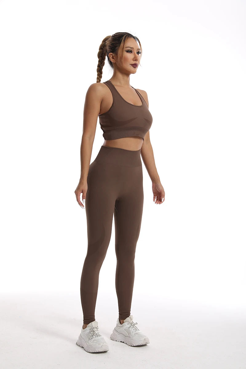 Women's tracksuit Fitness Yoga Sets Sportswear Workout Sports Bra+High Waist Leggings Gym Clothing Seamless Sports Suits Aviola