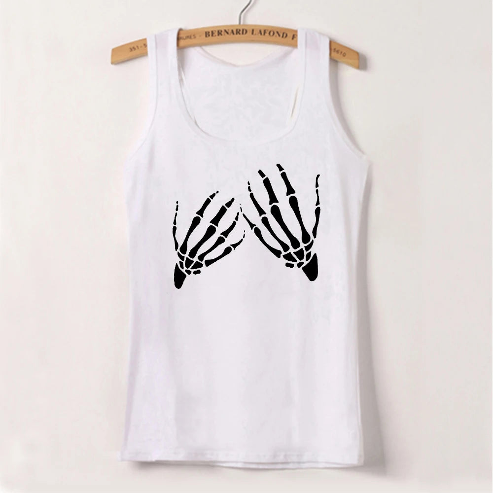 2024 Europe and the United States street new skull series printed short sleeve women Y2K women's T-shirt vest strap inside Aviola