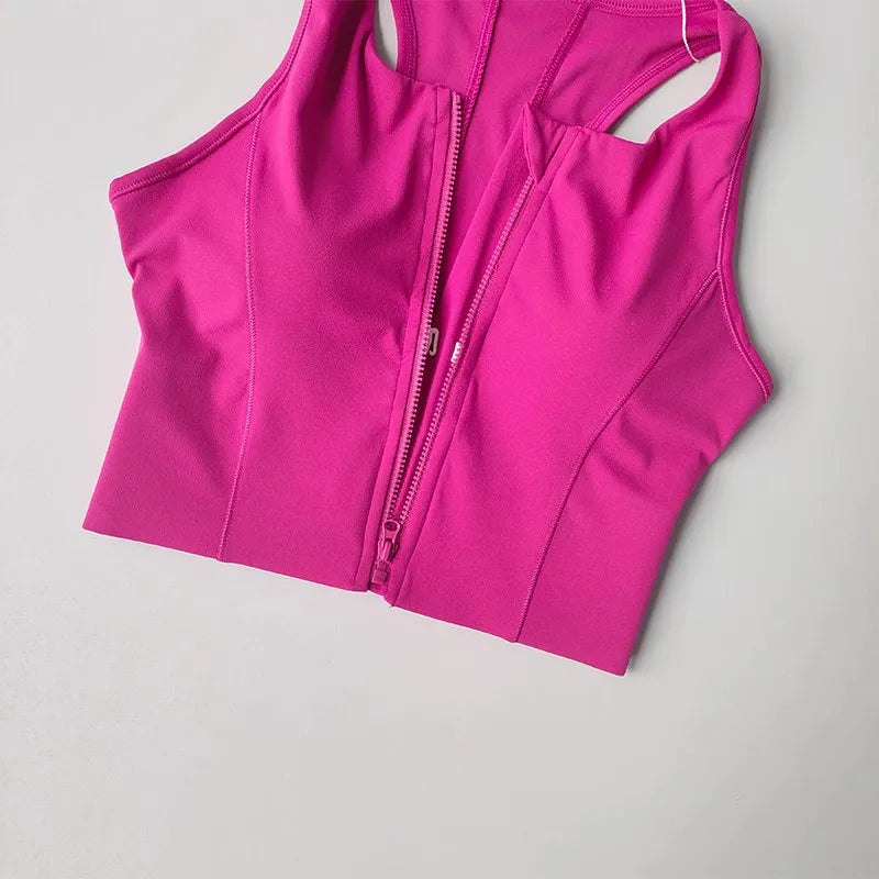 Women's High Impact Sports Bra Top Front Zipper Breathable Shockproof Fitness Vest for Running Gym Wear Yoga Brassiere Aviola