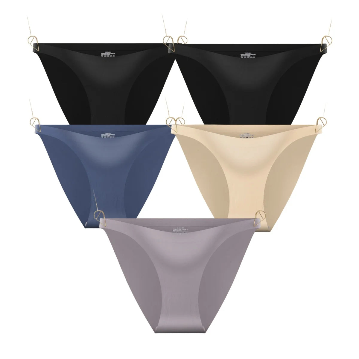 5Pcs/Set Seamless Briefs Ice Silk Panties Women Sexy Underwear Low Waist Underpants Female Solid Color Ultra-thin Lingerie Aviola