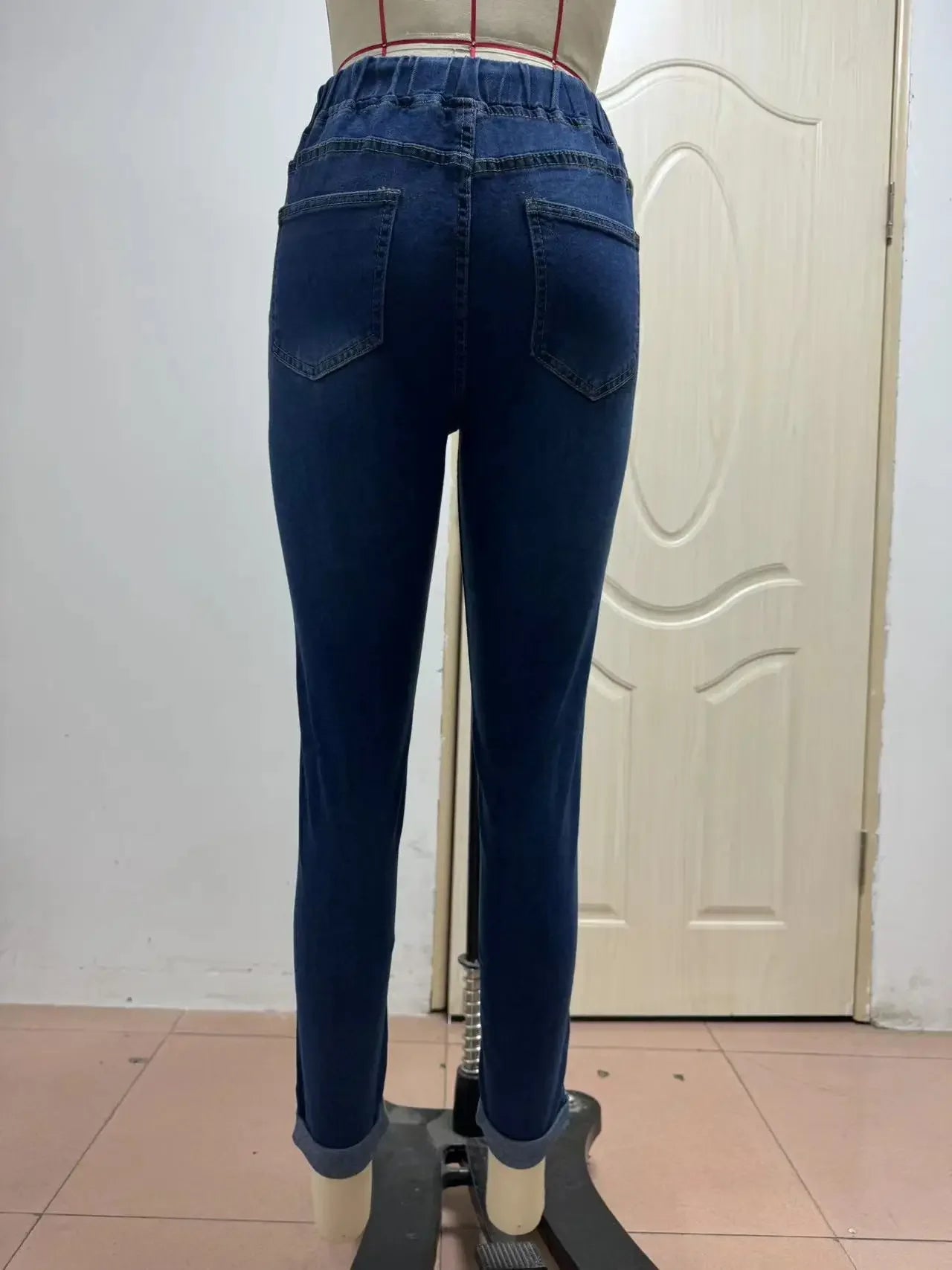 Stretch Pencil Pants Women High Waist Lace Up Distressed Denim Ankle Length Trousers Slim Denims 2025 Streetwear Vintage Jeans Aviola