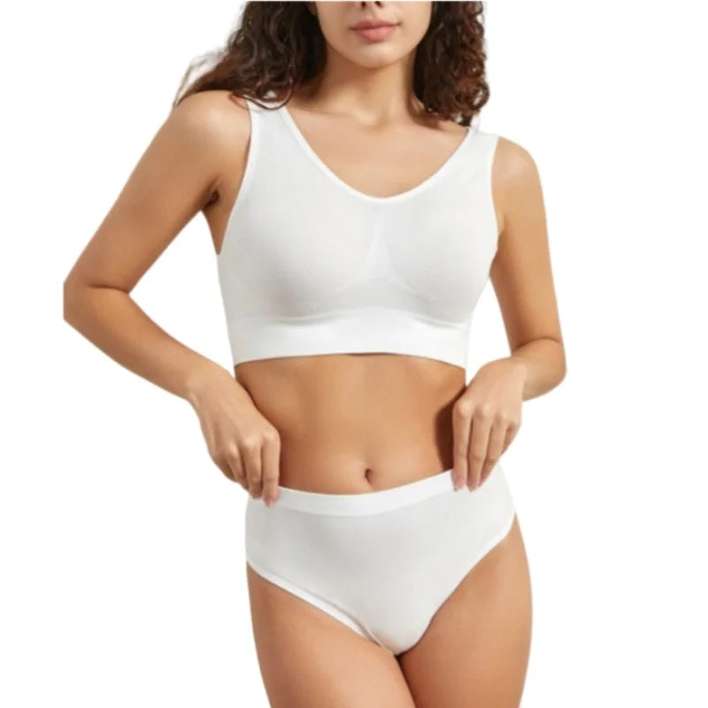Seamless Bra Set Women Wireless Tanks Bra Female  Low Rise Thongs Panties Sexy Lingerie Set Comfy Underwear Intimates S-5XL Aviola