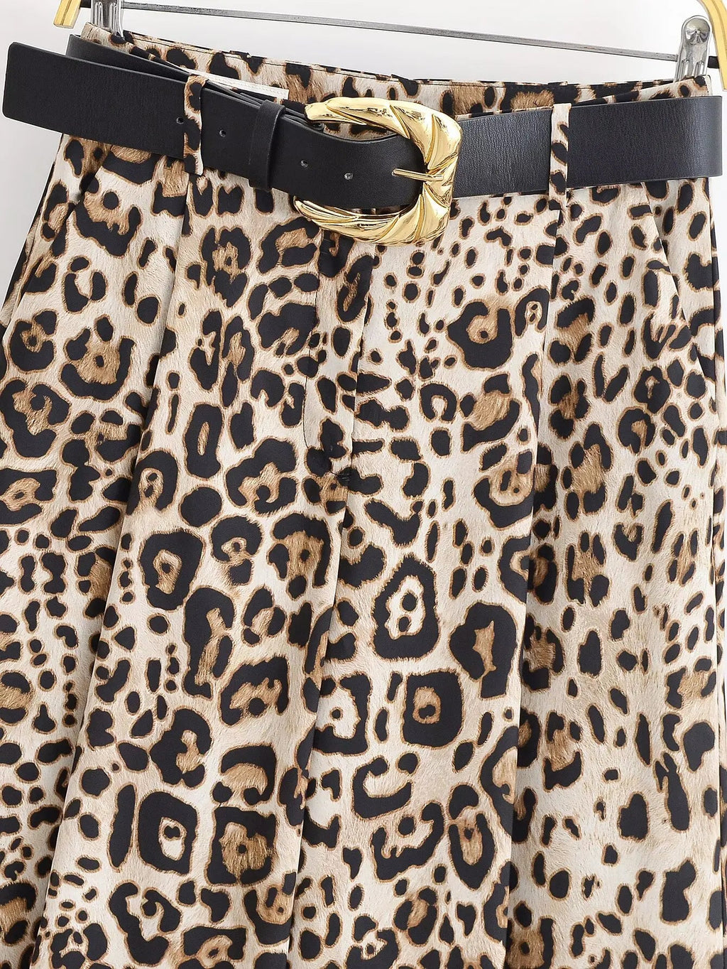 UNIZERA Leopard Satin with Belt High Waisted Trousers Wide Leg Pants Women's Clothing 2025 Summer New Arrivals Casual Pants Aviola