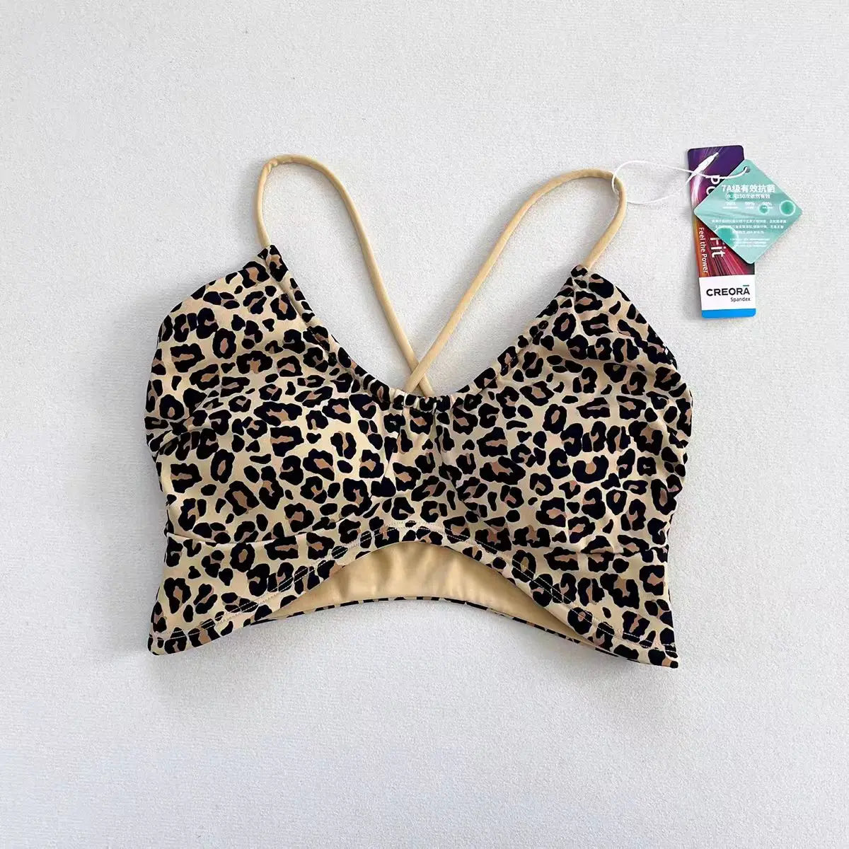 Women's Push-Up Sports Bra Cross Strap Yoga Camisole Fitness Top Breathable Beauty Back Gym Bra Print Design Sport Bras Aviola