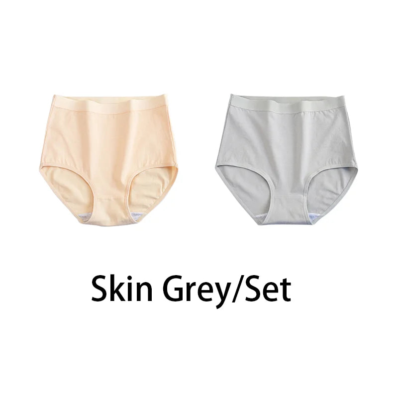 2PCS/Set Women Plus Size Panties Body Shaper Cotton Underwear Lingerie 6 Colors Sexy Female High Waist Seamless Briefs NKT2119-2 Aviola
