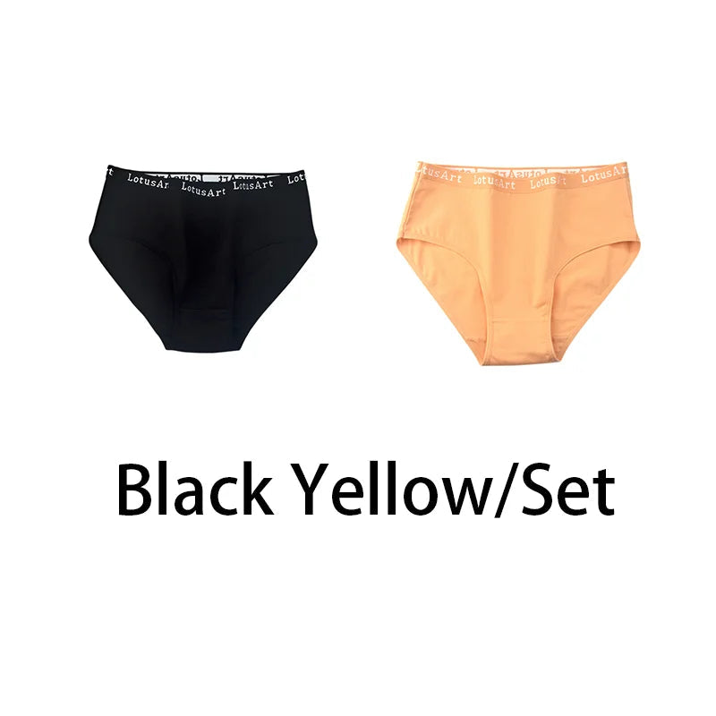 2PCS/Set Women Cotton Solid Panties Sexy Plus Size Underwear Letter Lingerie High Waist Comfor Briefs Aviola