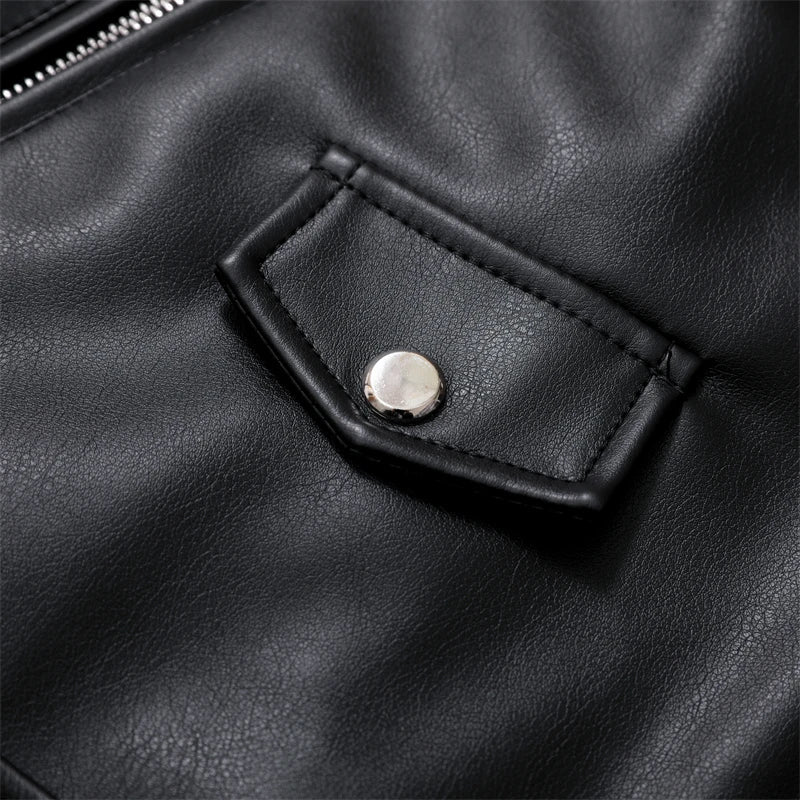 RARF  Women's new spring and autumn style black imitation leather locomotive style loose jacket coat handsome pu motorcycle top Aviola