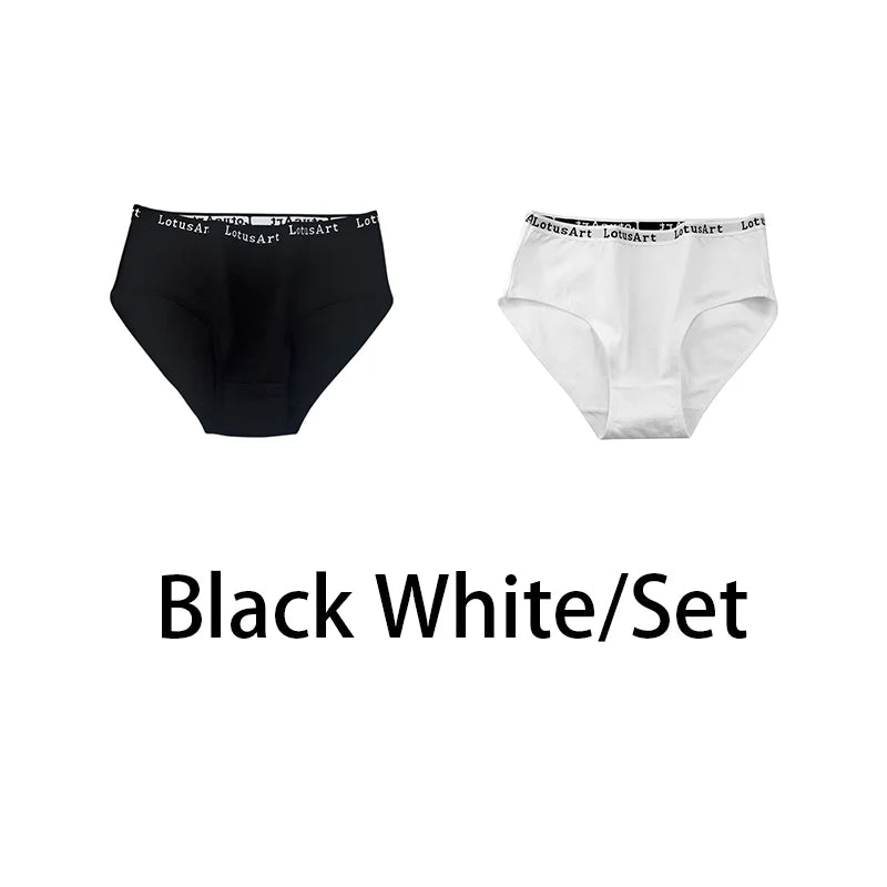 2PCS/Set Women Cotton Solid Panties Sexy Plus Size Underwear Letter Lingerie High Waist Comfor Briefs Aviola