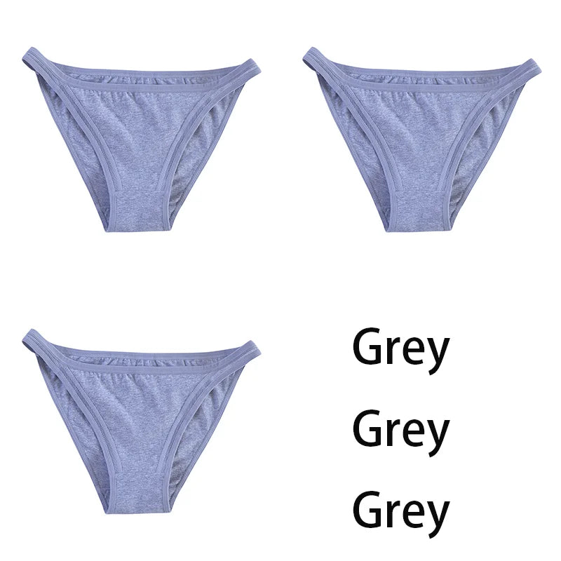3Pcs/set Women Cotton Panties Female Mesh Underpants Solid Color Bikini Briefs Underwear Ladies Sexy Panty Girls Lingerie Aviola