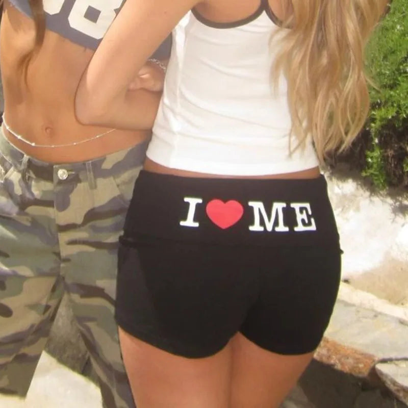T2K European and American street style short letter print new basic versatile casual shorts Aviola