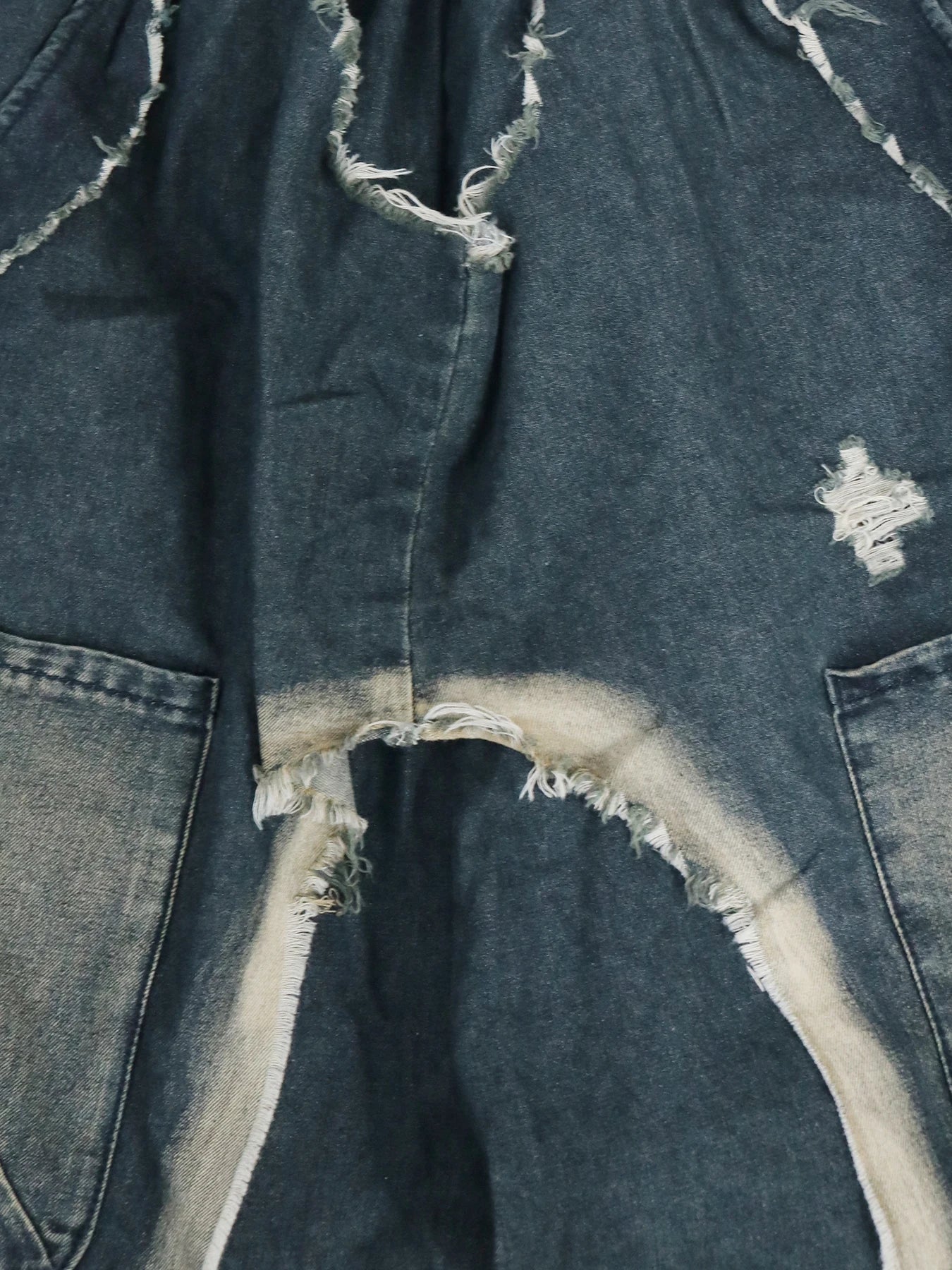 Jeans Women Harem Pants Hole Elastic Waist Tassels Washed Denim Pants Punk Y2k Streetwear 2025 Ripped Ankle Length Trousers Aviola