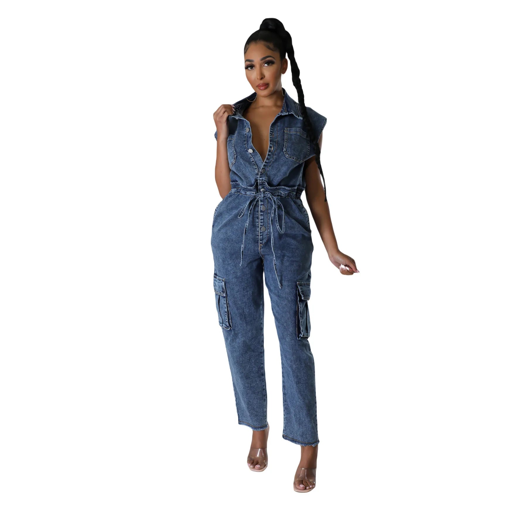 Demin Overalls Women Slim Fit Jumpsuits Sleeveless One Piece Long Pants Mom Jeans High Waist Y2k Club Party Casual Rompers Aviola