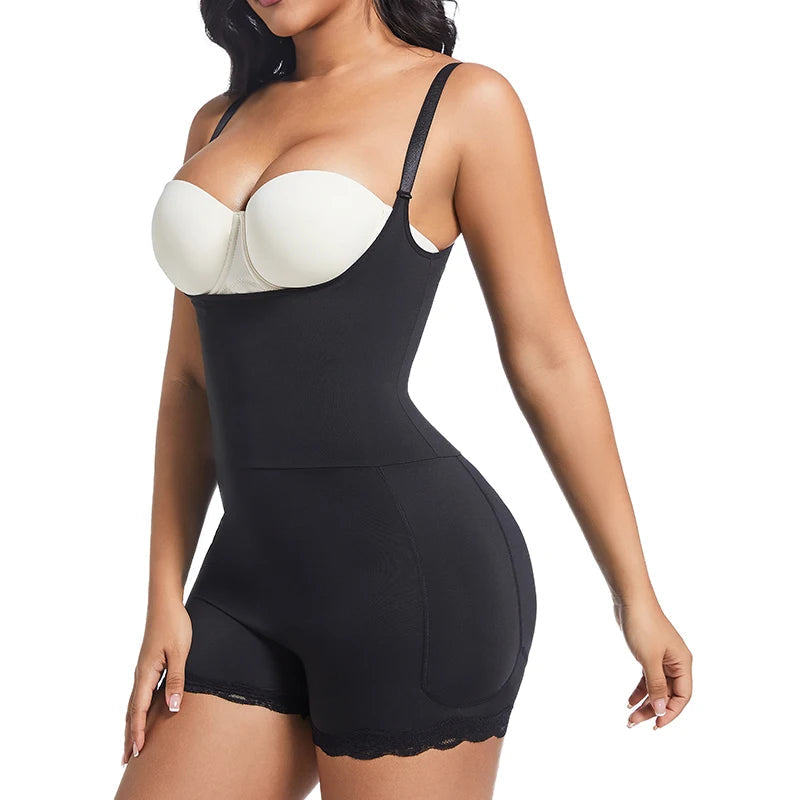 4-Pad Body Shaper Bodysuit for Women Adjustable Strap Tummy Control Shapewear Butt Lifter Hip Enhancer Slimming Waist Cincher Aviola