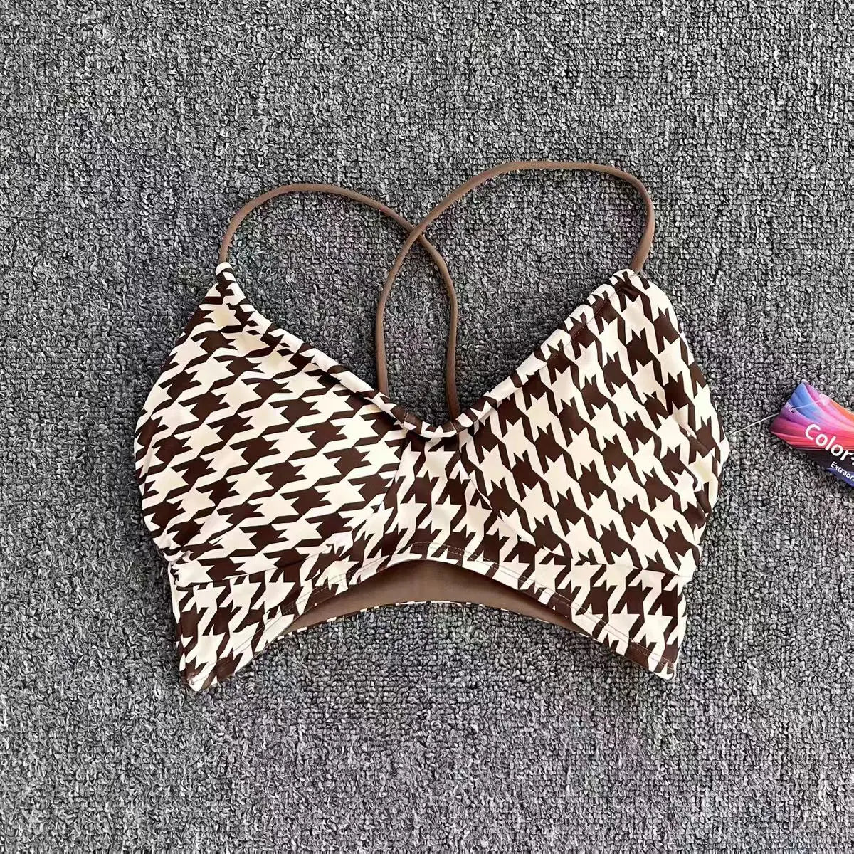 Women's Push-Up Sports Bra Cross Strap Yoga Camisole Fitness Top Breathable Beauty Back Gym Bra Print Design Sport Bras Aviola