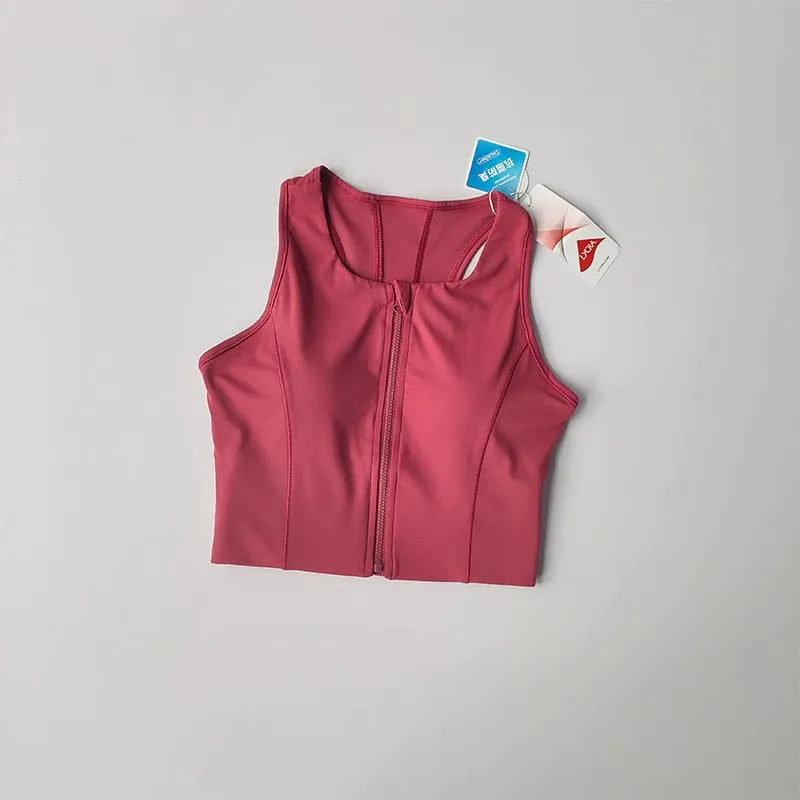 Women's High Impact Sports Bra Top Front Zipper Breathable Shockproof Fitness Vest for Running Gym Wear Yoga Brassiere Aviola