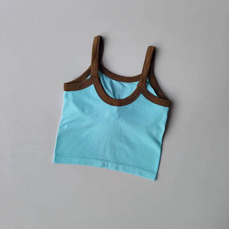 2024 New Sexy Sports Bras Women Fitness Vest Sports Top Tank Top Push Up Bra Running Fitness Breathable Stitching Color Yoga Bra Aviola