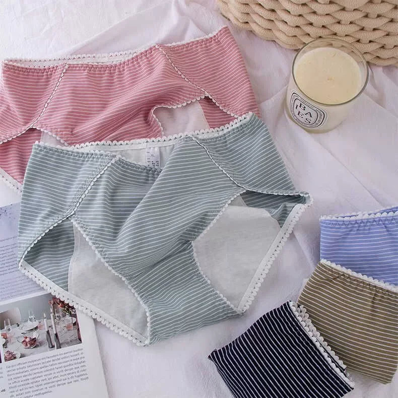 3pcs/Set Women physiological pants period pants mid-waist cotton crotch triangle menstrual pants leak proof plus size underwear Aviola