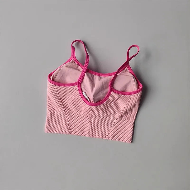 Women Breathable Sports Bra Fitness Tops Gym Crop Top Brassiere Push Up Camisole Sport Bras Gym Workout Top Letter Yoga Bra Aviola