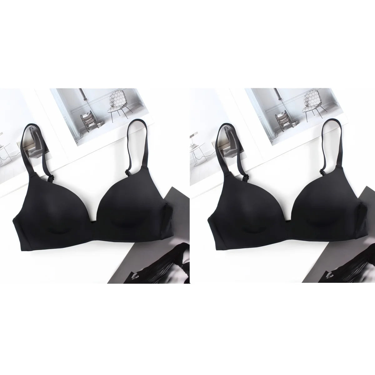 2Pcs/Set Push Up Bra Padded Bras For Women Underwear Non-wire Brassiere Sexy Lingerie Solid Color 3/4 Cup Comfort Intimates Aviola